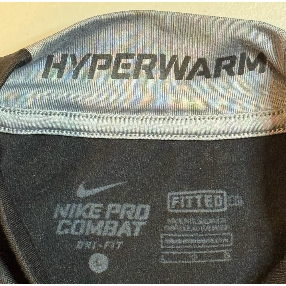 Nike Pro Combat Hyperwarm Fitted Mock Neck Swoosh Logo Thermal T Shirt Men's L - Picture 4 of 10